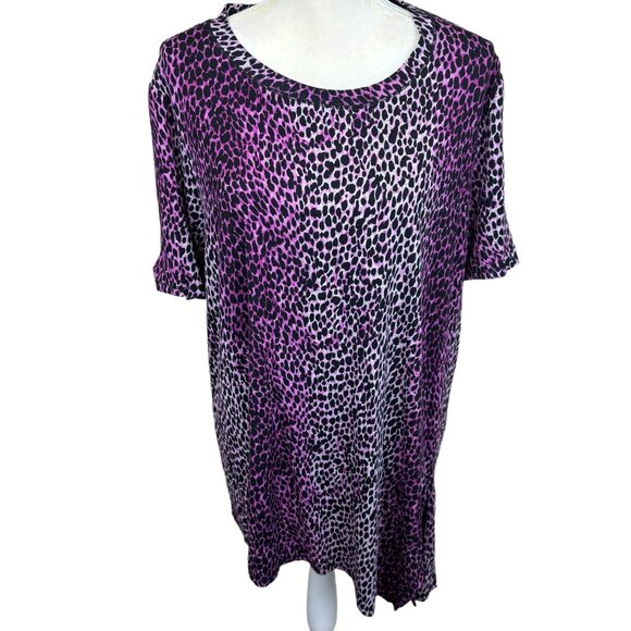 RACHEL Rachel Roy blouse, size 2X, cold shoulder, asymmetric hem, leopard print - Picture 1 of 12